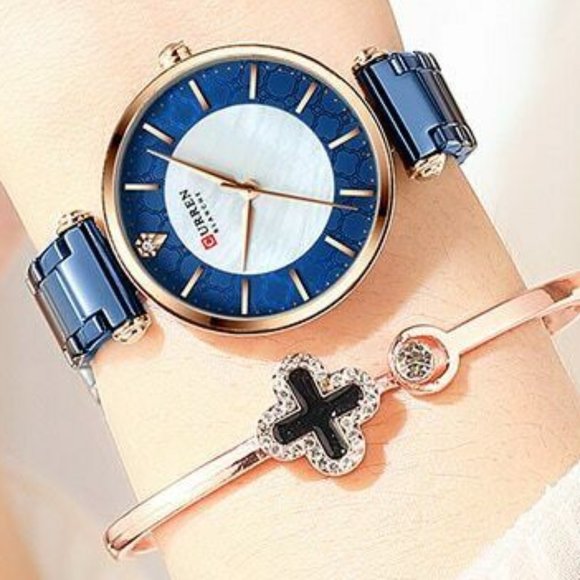 Blue Thin Fashion Quartz Analog Wristwatch